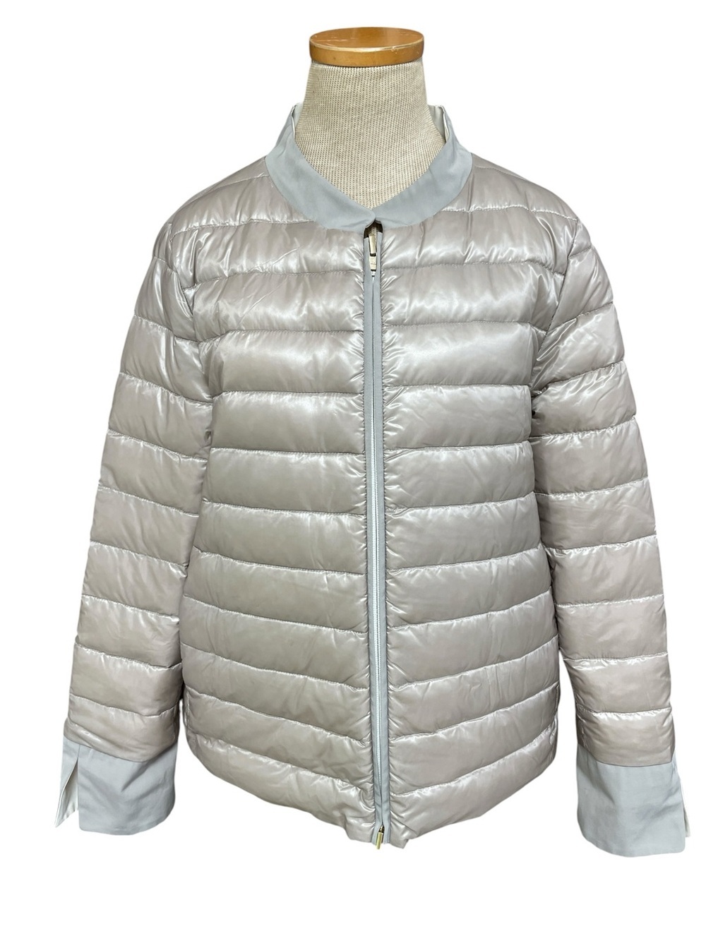 HERNO Coat Short Donna Reversible Down Puffer Jacket Tan Gray Size 46 US 10
